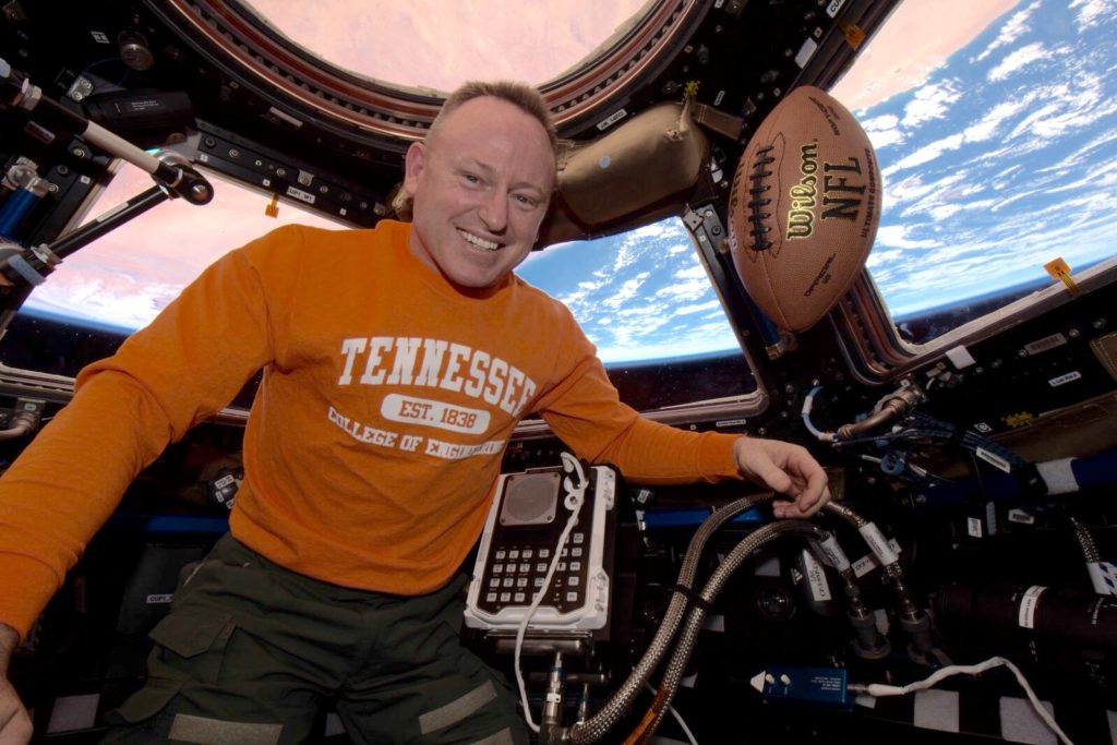 Wilmore with Football in Space