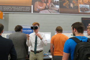 student testing virtual reality