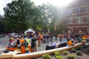 Students visit various booths on the quad between Perkins and Ferris Halls as part of Engineers Day 2016. More than 1,700 students from around the state were expected.