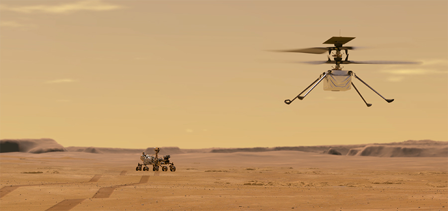 Ingenuity helicopter landing on Mars