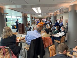 photo of attendees at meeting in East Skybox of Neyland Stadium
