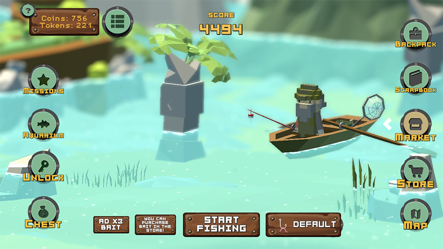 screenshot photo of fisherman in lake from game